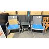 Image 1 : PATIOFLARE WHYLIE PF10024 BLACK 3PCS PLASTIC RATTAN OUTDOOR PATIO CHAT SET WITH BLUE CUSHIONS
