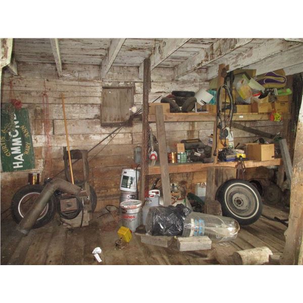 (4) Propane Tanks - (4) Starters - 12V Winch for Trailer - Parts - Chains - Auto Jack