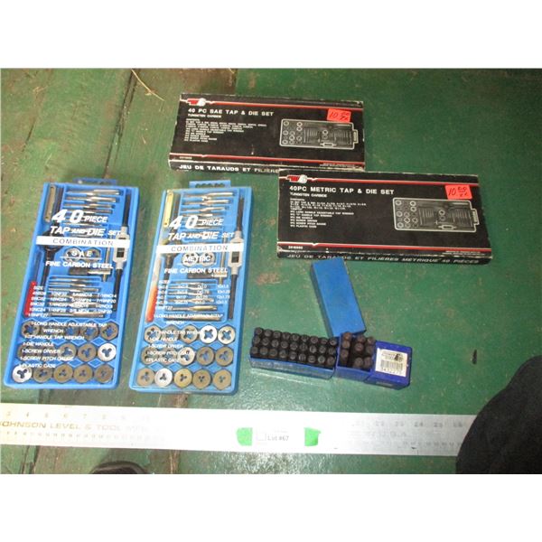 (2) 40-Piece SAE and Metric Tap and Die Sets - Powerfist Letter Stamp Set