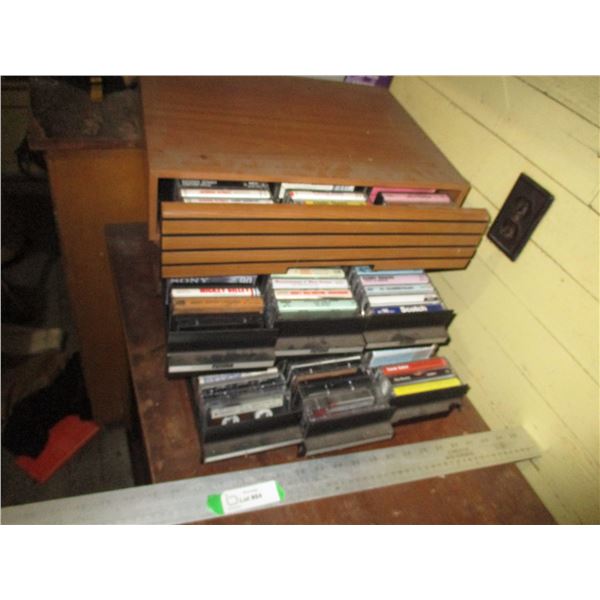 (3) Cassette Storage Boxes w/ Country Music Cassettes - George Striat, Randy Travis, Dolly Parton, C