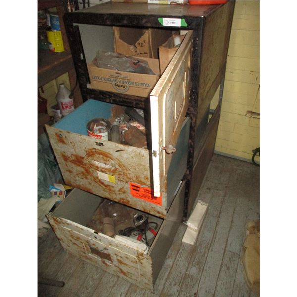 Cabinet (30 x 14) w/ Contents - Plastic Fittings and Misc.