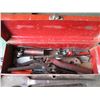 Image 3 : Red Toolbox w/ contents -Wrenches, Hammer, Etc.