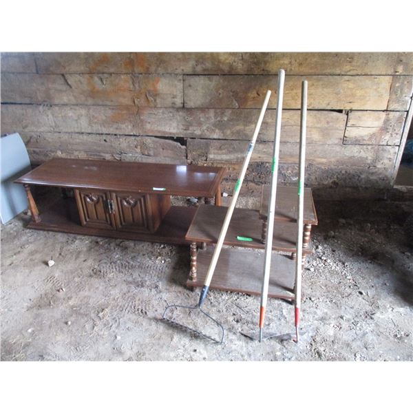 Telephone Stand and Doored Coffee Table - 58" Long - Hoes - Rake