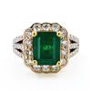 Image 1 : 2.81 ctw Emerald and 1.02 ctw Diamond 18K Yellow and White Gold Ring (GIA CERTIF
