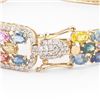 Image 3 : 22.32 ctw MultiColor Sapphire and 1.46 ctw Diamond 14K Yellow Gold Bracelet