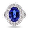 Image 1 : 4.95 ctw Tanzanite and 1.05 ctw Diamond 18K White Gold Ring