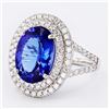 Image 2 : 4.95 ctw Tanzanite and 1.05 ctw Diamond 18K White Gold Ring