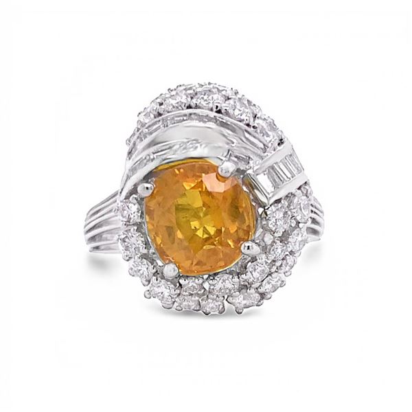 4.01 ctw Yellow Sapphire and 1.38 ctw Diamond Platinum Ring