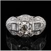 Image 2 : 1.01 ctw I COLOR SI2 CLARITY CENTER Diamond Platinum Ring (1.66 ctw Diamonds)