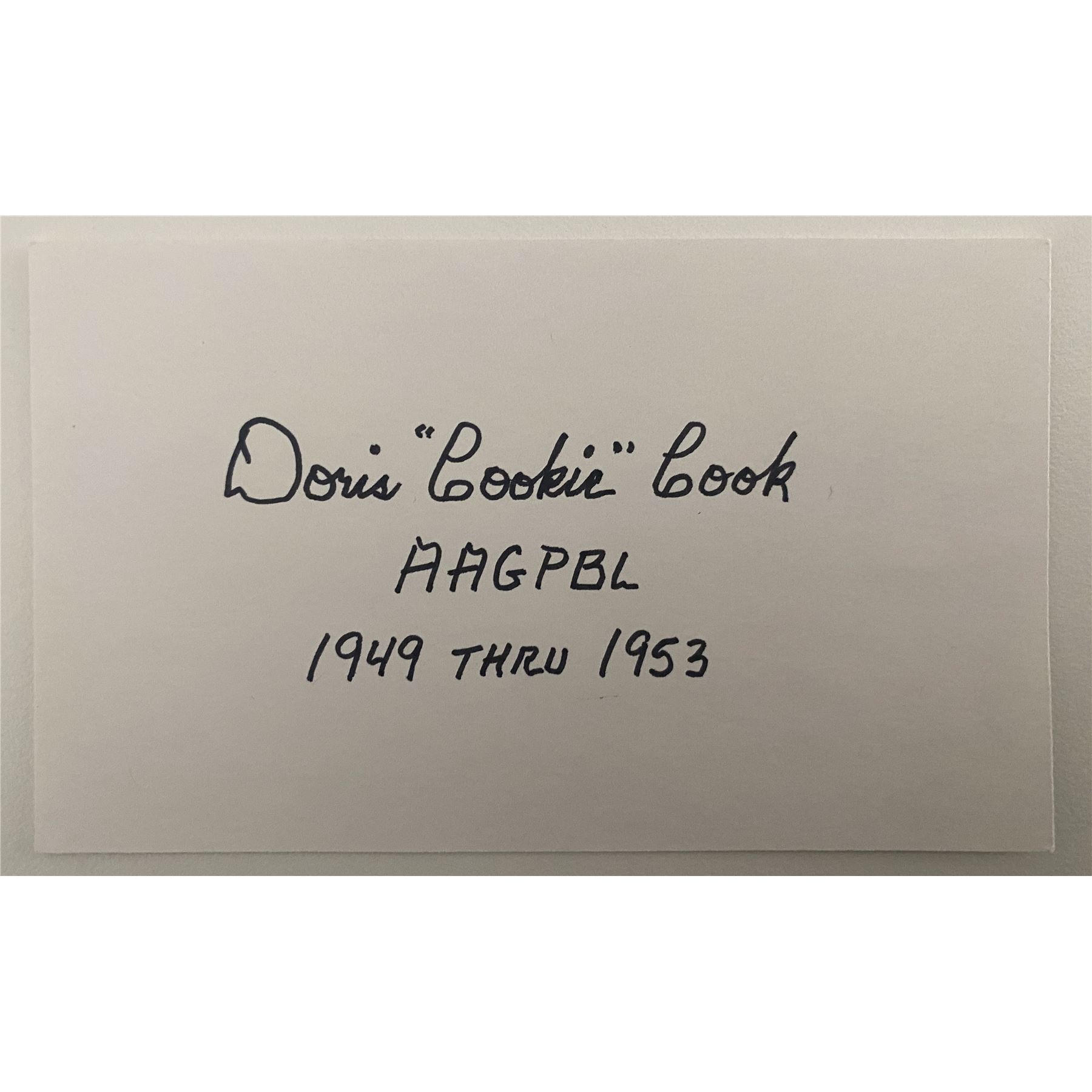 All American Baseball Player Doris Cook signed note
