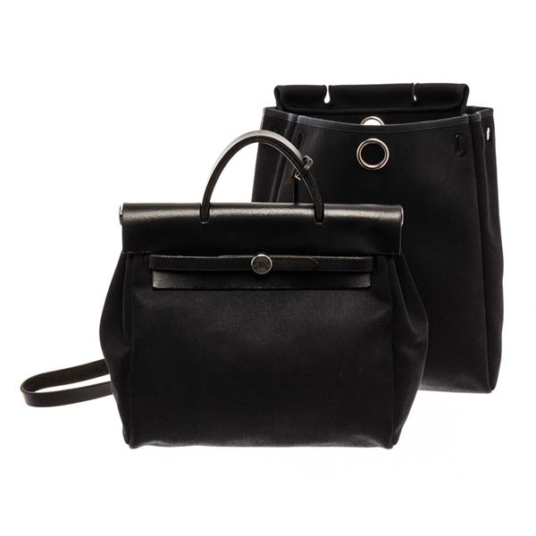 Hermes Black Canvas Toile Off Herbag