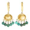 Image 1 : 14k Gold Oval Bezel Yellowish Orange Citrine Bead Turquoise Drop Dangle Earrings
