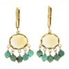 Image 5 : 14k Gold Oval Bezel Yellowish Orange Citrine Bead Turquoise Drop Dangle Earrings