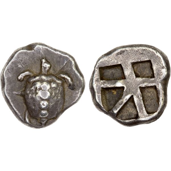 ATTICA: Aegina, AR obol (1.10g), ca. 480-457 BC, VF-XF