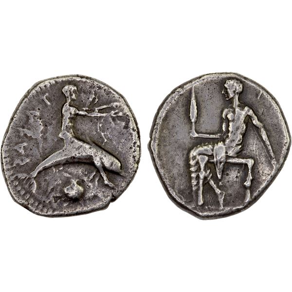 CALABRIA: Tarentum, AR nomos (didrachm) (7.93g), ca. 450-440 BC, F-VF
