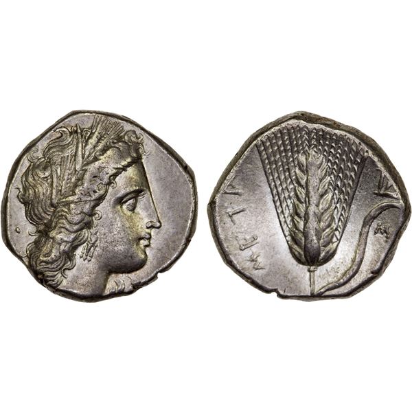 LUCANIA: Metapontum, AR nomos (7.83g), ca. 330-290 BC, NGC Choice VF, 5/5, 4/5