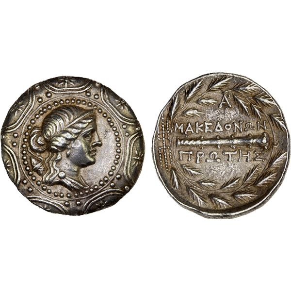 MACEDON (ROMAN): First Meris, AR tetradrachm (16.82g), Amphipolis, ca. 167-149 BC, XF