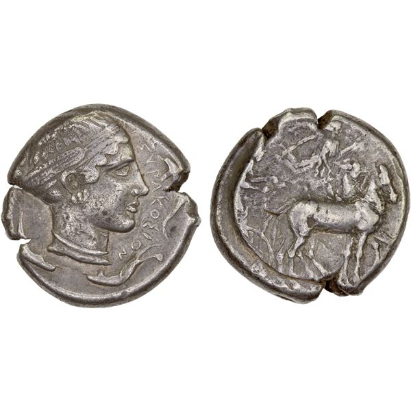 SICILY: Syracuse, Second Democracy, 466-405 BC, AR tetradrachm (17.15g), ca. 440-430 BC, VF