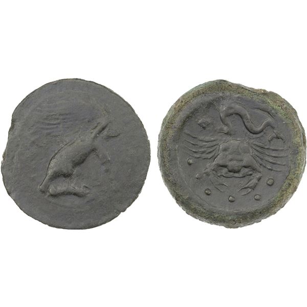 SICILY: Akragas, AE hemilitron (21.50g), ca. 425-406 BC, VF