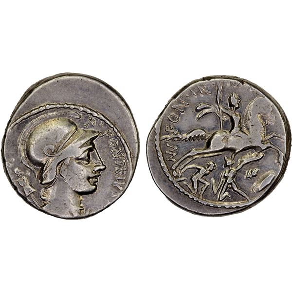 ROMAN REPUBLIC: P. Fonteius Capito, AR denarius (4.03g), Rome, 55 BC, VF-XF