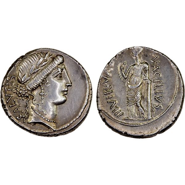 ROMAN REPUBLIC: Mn. Acilius, AR denarius (4.11g), Rome, 49 BC, Choice XF