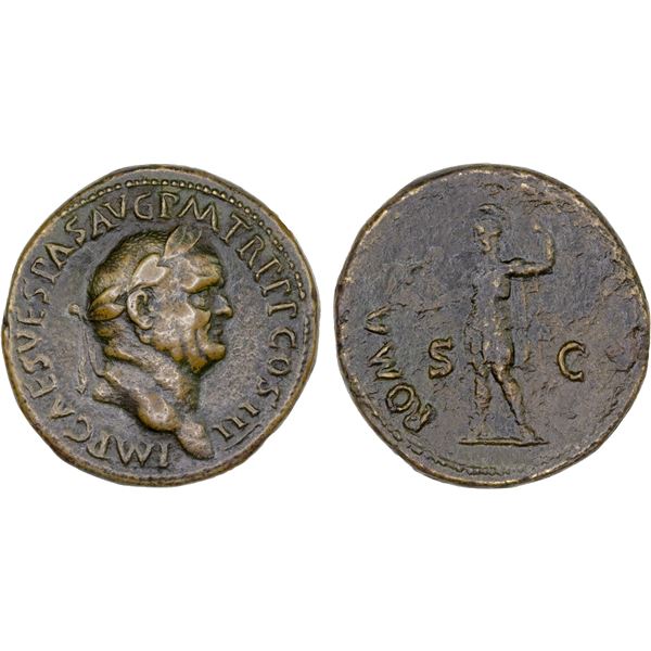 ROMAN EMPIRE: Vespasian, 69-79 AD, AE sestertius (24.06g), Rome, 71 AD, VF