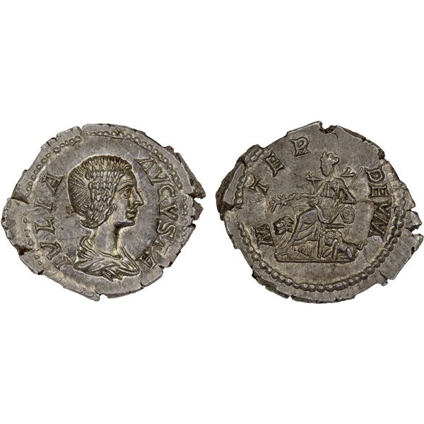 ROMAN EMPIRE: Julia Domna, augusta, 193-217, AR denarius (3.35g), Rome, 196-211 AD, NGC Mint State