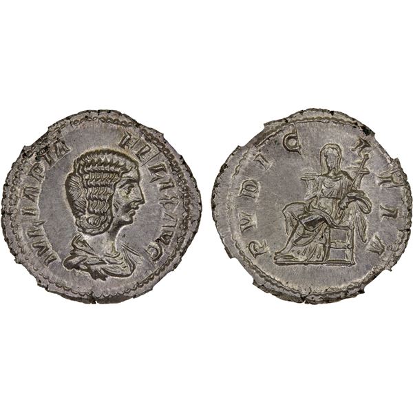 ROMAN EMPIRE: Julia Domna, augusta, 193-217, AR denarius (3.53g), Rome, 211-217 AD, NGC Mint State