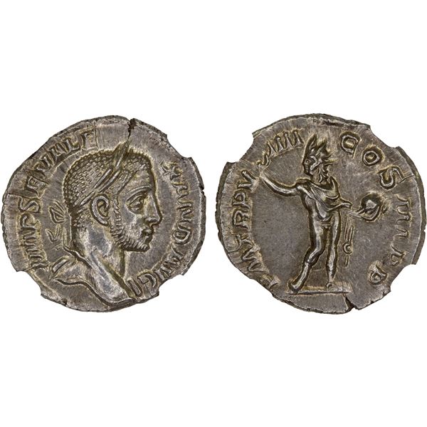 ROMAN EMPIRE: Severus Alexander, 222-235 AD, AR denarius (2.85g), Rome, 230 AD, NGC Mint State