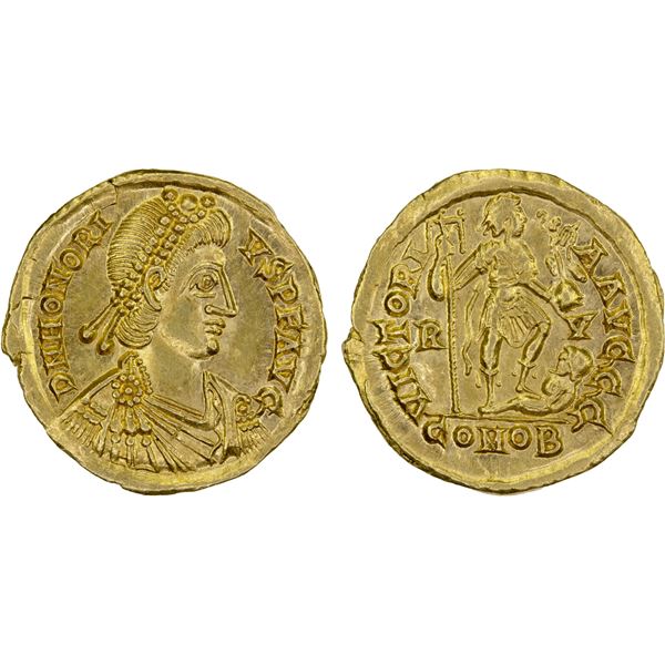 ROMAN EMPIRE: Honorius, 393-423 AD, AV solidus (4.46g), Ravenna, 408-423 AD, AU-UNC