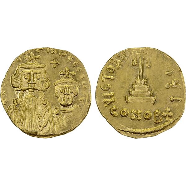 BYZANTINE EMPIRE: Constans II, with Constantine IV, 654-668, AV solidus (4.39g), Constantinople, 654