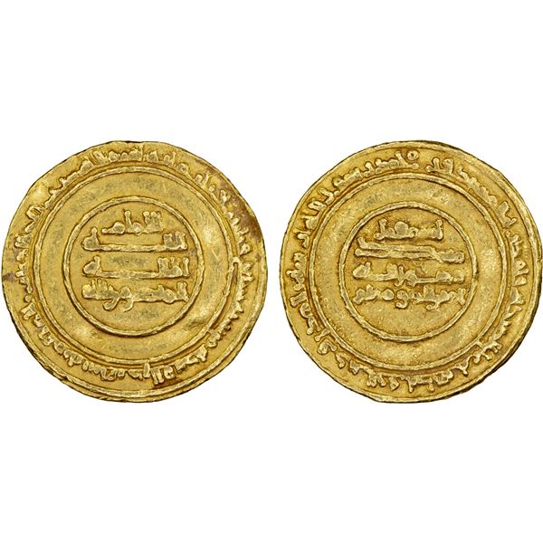 FATIMID: al-Mansur, 946-953, AV dinar (4.16g), al-Mahdiya, AH337, VF