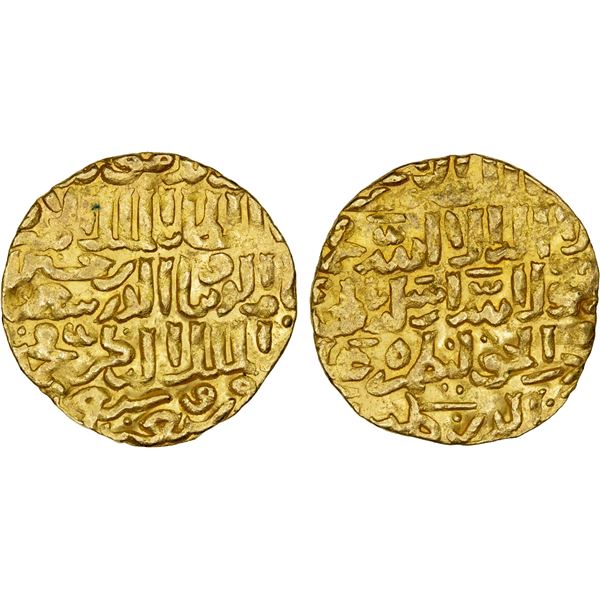 BAHRI MAMLUK: Sha'ban II, 1363-1376, AV dinar (6.21g), Dimashq, AH77x, VF