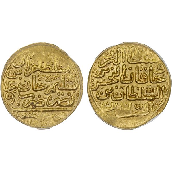 OTTOMAN EMPIRE: Murad III, 1574-1595, AV sultani, Misr (Egypt), AH982, ANACS AU55