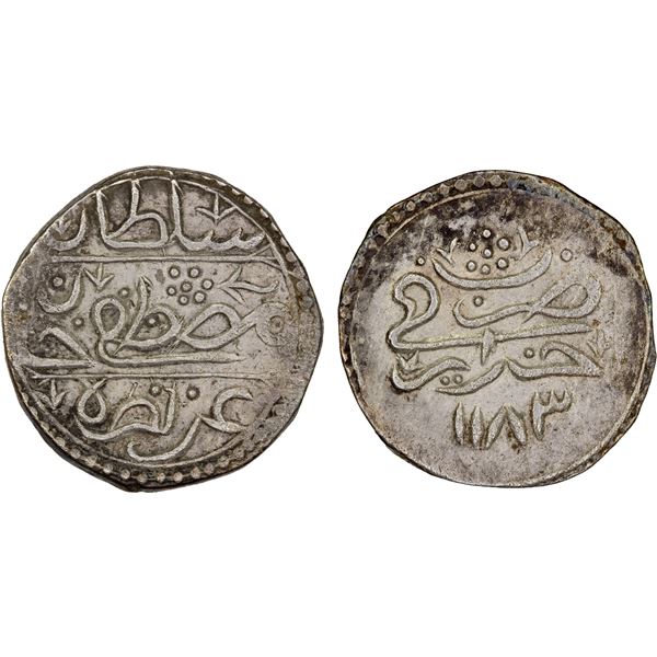 ALGIERS: Mustafa III, 1757-1774, AR 1/4 budju (3.37g), Jaza'ir, AH1183, XF