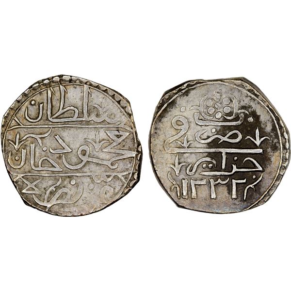 ALGIERS: Mahmud II, 1808-1839, AR 1/3 budju (3.39g), Jaza'ir, AH1232, lovely XF