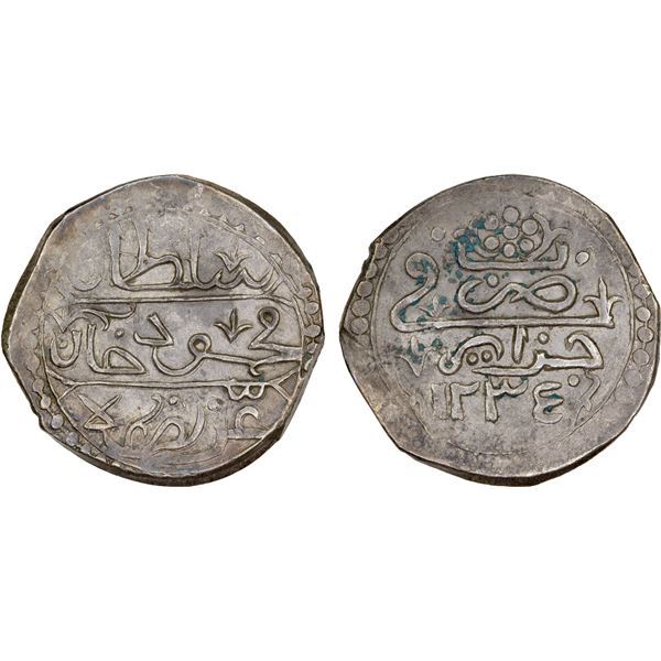ALGIERS: Mahmud II, 1808-1839, AR 1/3 budju (3.38g), Jaza'ir, AH1234, nearly XF