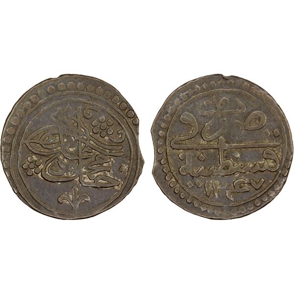 ALGIERS: Mahmud II, 1808-1839, AR 1/6 budju (1.38g), Qusantina, AH1247, choice XF