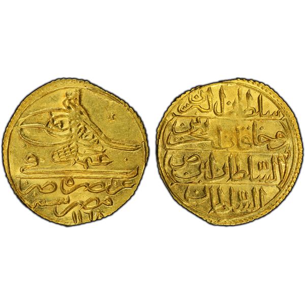 EGYPT: Osman III, 1754-1757, AV zeri mahbub (2.56g), Misr, AH1168, PCGS MS62