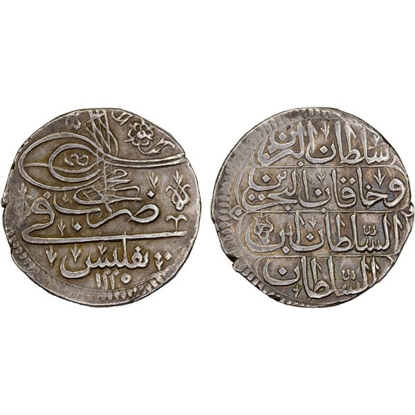 GEORGIA (OTTOMAN OCCUPATION): Ahmad III, 1723-1730, AR abbasi (5.40g), Tiflis, AH1115, choice VF-XF