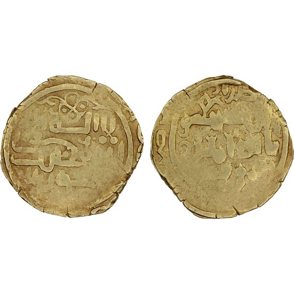 GREAT MONGOLS: Ögedei, 1227-1241, AV dinar (3.73g), Tarâz, ND, crude VF