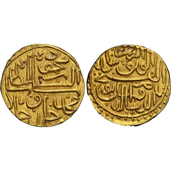 GUJARAT: Mahmud I, 1458-1511, AV heavy tanka, NM, ND, NGC UNC details