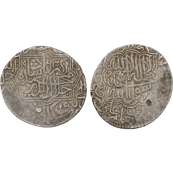 MUGHAL: Akbar I, 1556-1605, AR shahrukhi (4.77g) (La)hore, AH963, VF