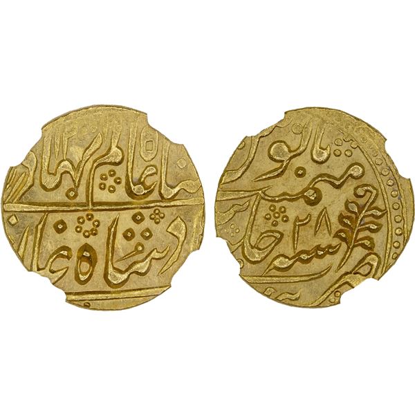 JAIPUR: Pratap Singh, 1778-1803, AV mohur, Sawai Jaipur, year 28 (1787), NGC MS62