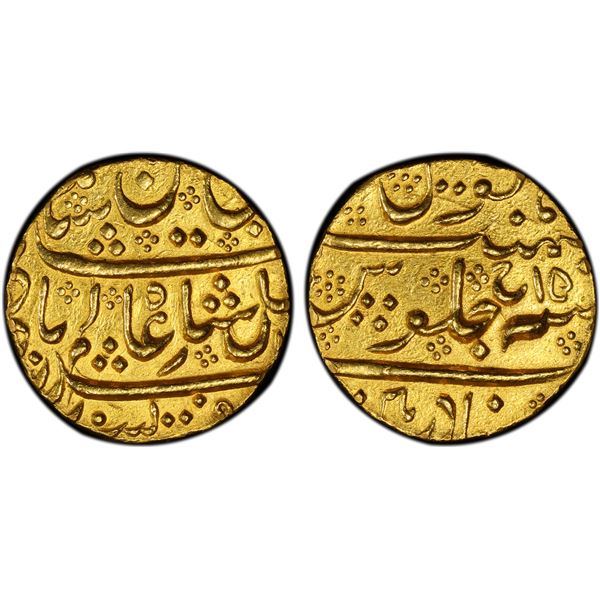 MYSORE: Haidar, 1761-1782, AV mohur (10.92g), Bahadurpatan, AH1xxx year 15, PCGS UNC details