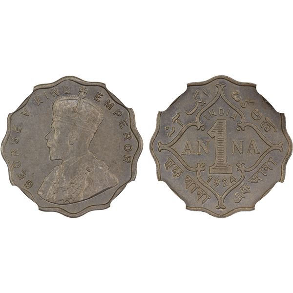 BRITISH INDIA: George V, 1910-1936, 1 anna, 1924(c), NGC MS64
