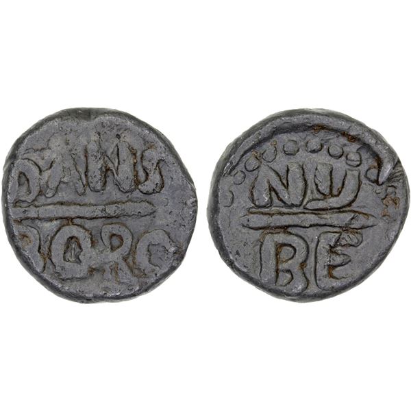 DANISH INDIA: TRANQUEBAR: Christian IV, 1620-1648, lead kas (4.43g), ND, VF-XF