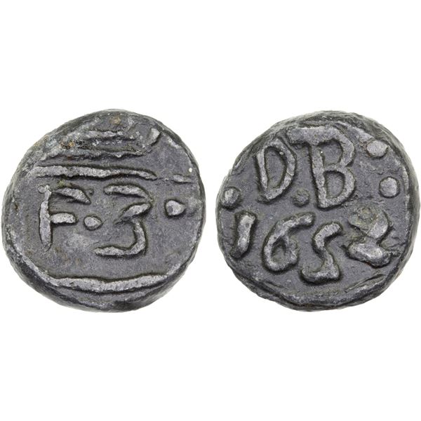 DANISH INDIA: TRANQUEBAR: Frederik III, 1648-1670, lead kas (3.06g), 1652, choice XF