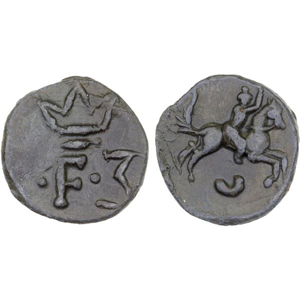 DANISH INDIA: TRANQUEBAR: Frederik III, 1648-1670, lead kas (2.48g), ND, choice XF-AU