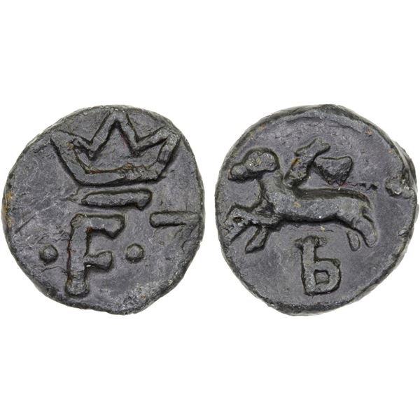 DANISH INDIA: TRANQUEBAR: Frederik III, 1648-1670, lead kas (3.05g), ND, choice XF
